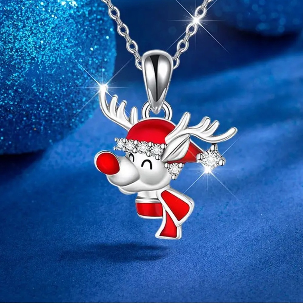 Festive Reindeer Pendant Necklace- NIP